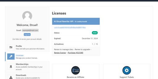 ai etruel api license - WPeMatico